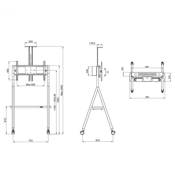 Load image into Gallery viewer, Neomounts ns-m1500black flat screen floor stand, 50 kg, 32-65 , 200x200 600x400 mm, blac
