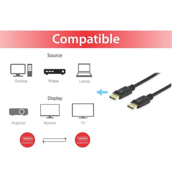 Load image into Gallery viewer, Equip 119253 display port cable, displayport 1.4, 8k 60hz and 4k 120hz, hdr, 3m, black

