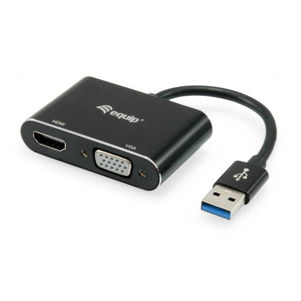 Load image into Gallery viewer, Equip 133386 usb to hdmi vga adapter, usb 3.2 gen 1 type-a, hdmi output, 1920 x 1080 pixels
