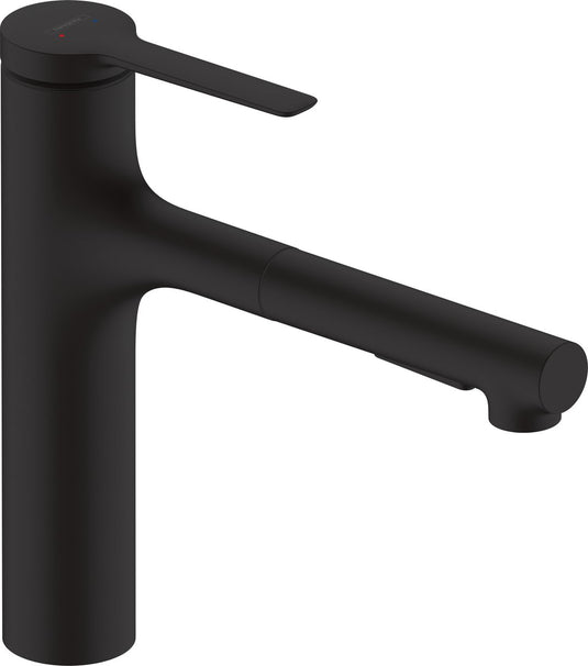 Hansgrohe zesis m33 - keukenmengkraan - ééngreeps bediening - 160mm maat - uittrekbare vuistdouche - 2 straalfuncties - mat zwart
