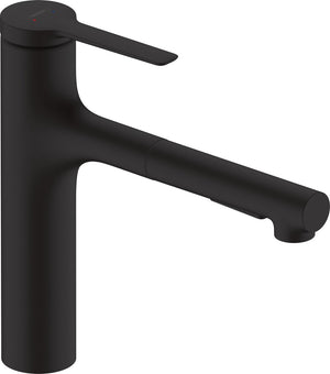 Hansgrohe zesis m33 - keukenmengkraan - ééngreeps bediening - 160mm maat - uittrekbare vuistdouche - 2 straalfuncties - mat zwart