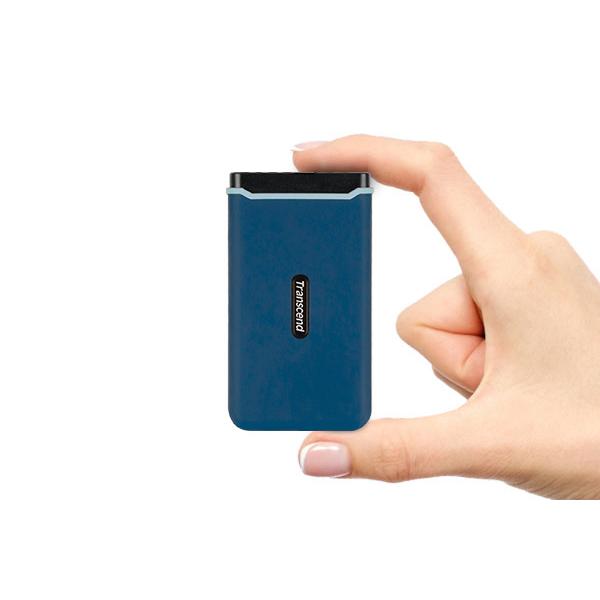 Load image into Gallery viewer, Transcend ts250gesd370c esd370c external ssd, 250gb, usb type-a c, pcie, 1050 950 mb s, navy blue
