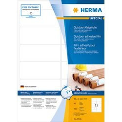 Herma 9538 folie-etiketten 99.1 x 42.3 mm folie, mat wit 480 stuk(s) extra sterk hechtend laser (zwart wit), laser (kle