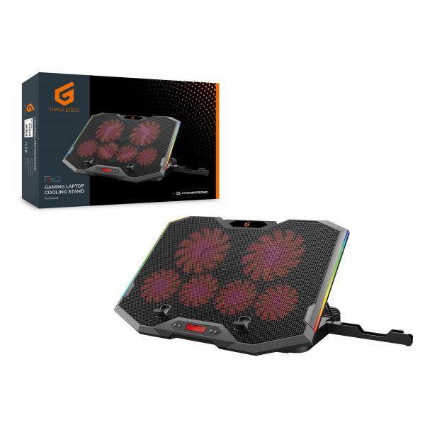 Load image into Gallery viewer, Conceptronic thyia01b thyia ergo 6-fan gaming laptop cooling stand, 17 43.2 cm, 6 pc(s) buttons,
