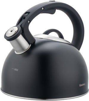 Klausberg 7911 - fluitketel met fluit - 2.5 liter - rvs - zwart