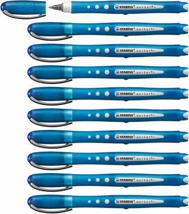Stabilo worker+ colorful - rollerball pen 0.5 mm - blauw - doos 10 stuks