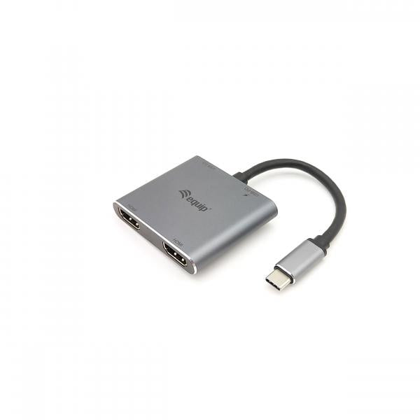 Load image into Gallery viewer, Equip 133484 usb-c 4 in 1 dual hdmi adapter
