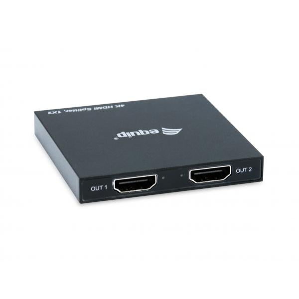 Load image into Gallery viewer, Equip 332715 ultra slim 2-port hdmi splitter, 3840 x 2160p, 4k ultra hd, power-by-usb, black
