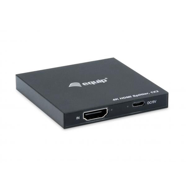 Load image into Gallery viewer, Equip 332715 ultra slim 2-port hdmi splitter, 3840 x 2160p, 4k ultra hd, power-by-usb, black
