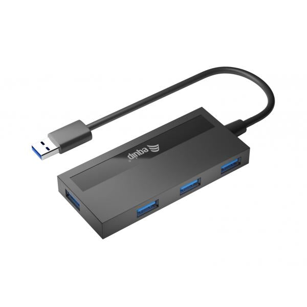 Load image into Gallery viewer, Equip 128956 4-port usb 3.0 hub with usb-c adapter, usb 3.2 gen 1 type-a, 5000 mbit s, black
