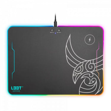 L33t gaming 160378 kvennavagn rgb hard gaming mat w qi charge, 355 x 255 x 5.8 mm, black