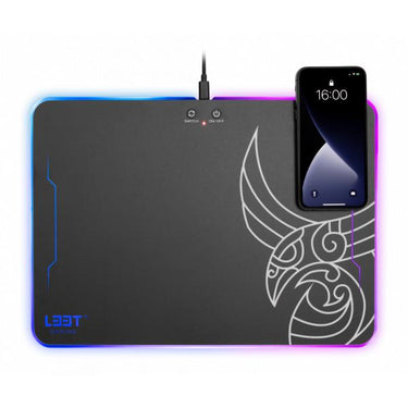 L33t gaming 160378 kvennavagn rgb hard gaming mat w qi charge, 355 x 255 x 5.8 mm, black