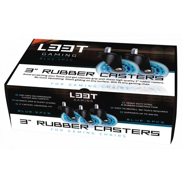 Load image into Gallery viewer, L33t gaming 160529 3inch rubber casters, blue, 5pcs
