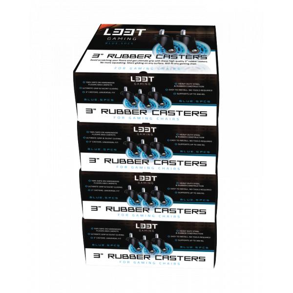 Load image into Gallery viewer, L33t gaming 160529 3inch rubber casters, blue, 5pcs
