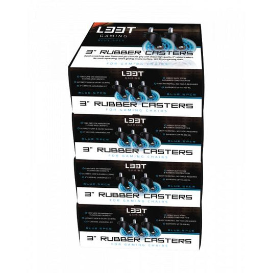 L33t gaming 160529 3inch rubber casters, blue, 5pcs