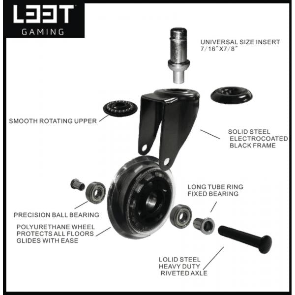 Load image into Gallery viewer, L33t gaming 160529 3inch rubber casters, blue, 5pcs
