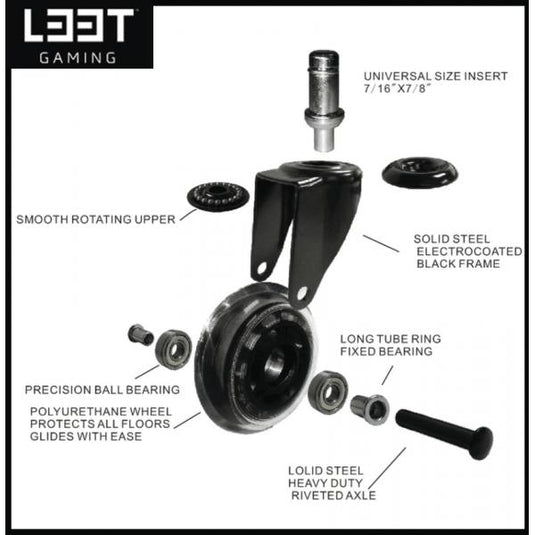 L33t gaming 160529 3inch rubber casters, blue, 5pcs