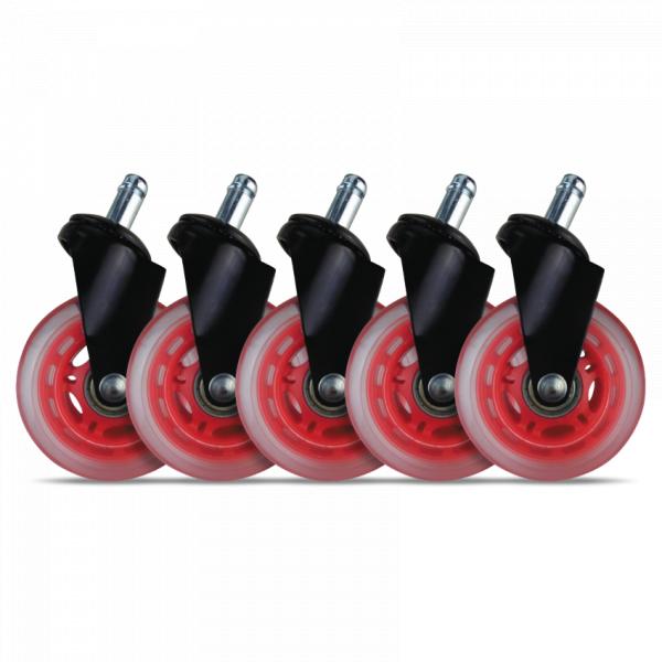 Load image into Gallery viewer, L33t gaming 160530 3inch rubber casters, red, 5pcs
