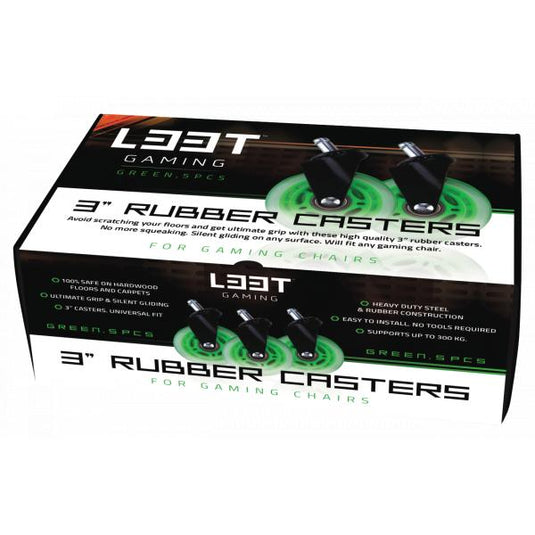 L33t gaming 160531 3inch rubber casters, green, 5pcs