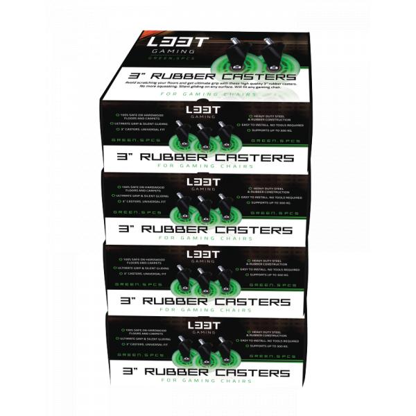 Load image into Gallery viewer, L33t gaming 160531 3inch rubber casters, green, 5pcs
