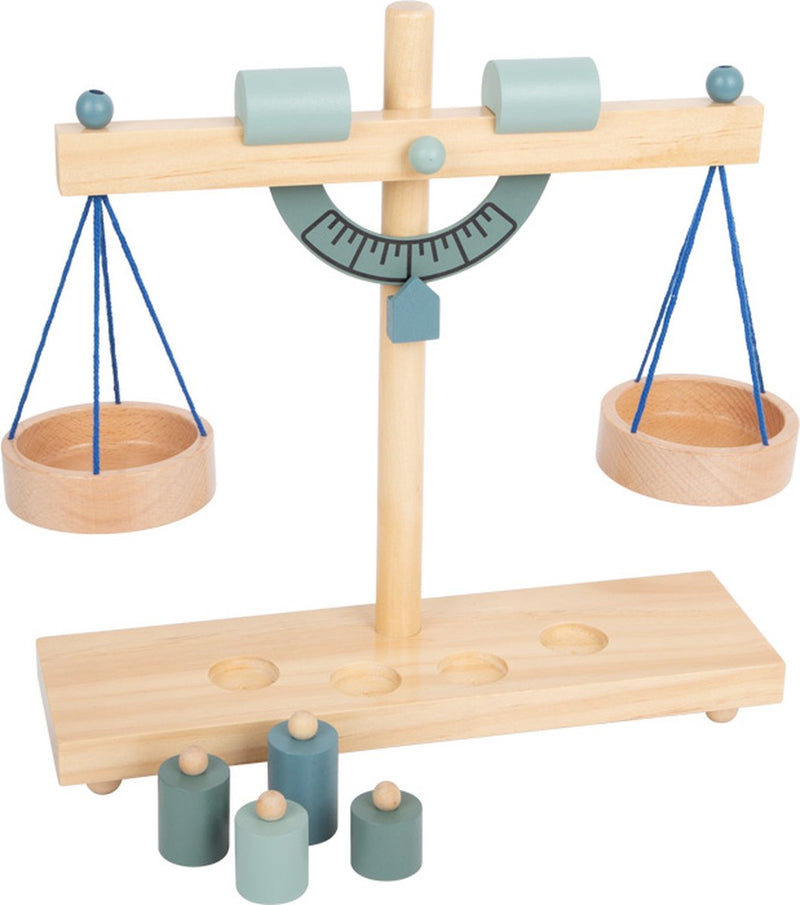 Afbeelding laden in galerijviewer, Small foot - houten weegschaal met gewichten, 5dlg.
