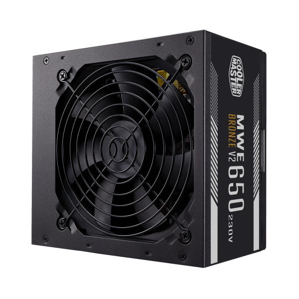 Load image into Gallery viewer, Cooler master mpe-6501-acabw-beu mwe 650 bronze v2, atx, 650 w, dc-to-dc + llc, 88%, 120mm, black
