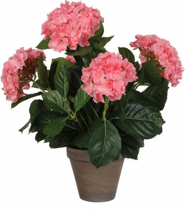 Mica decorations kunstplant hortensia - roze - 45 cm - in pot - kunstplanten nepplanten