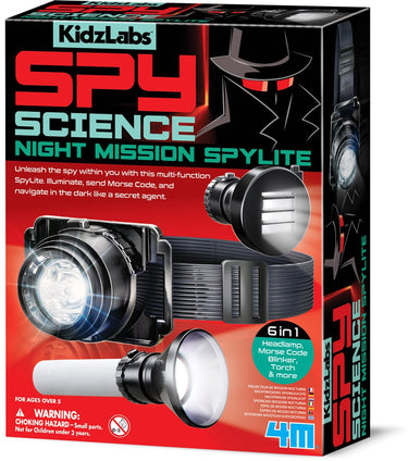 4m wetenschap en spel - zaklamp spion - 6 in 1 set - multifunctioneel - kidzlabs - spy science - 5 jaar