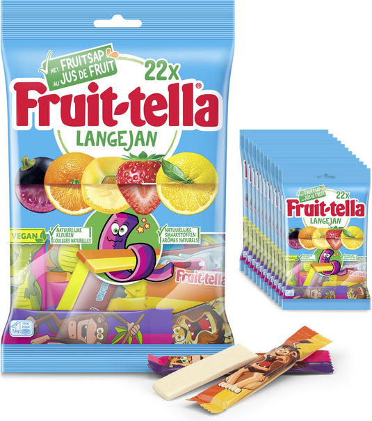 Fruit-tella fruittella lange jan - snoep - vegan - 12x169gr