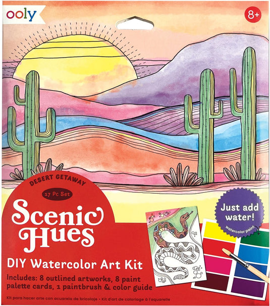 Ooly - scenic hues - d.i.y. aquarel kunst kit - desert getaway