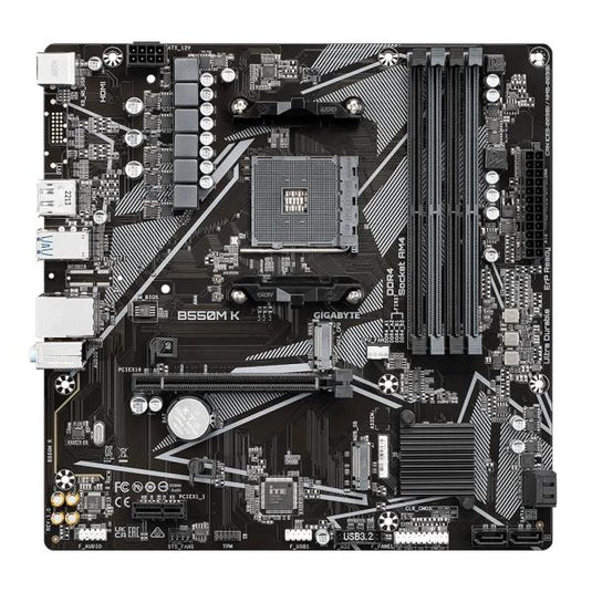 Gigabyte b550m k, amd, socket am4, b550, ddr4, dual pcie 4.0 3.0 m.2
