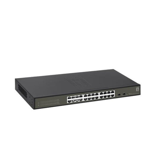 Levelone ges-2126 hilbert 26-port gigabit smart lite managed l2 switch, 24x rj45, 2x sfp, 1000 mbps