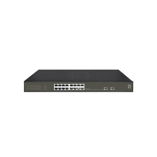 Levelone ges-2118p hilbert 18-port gigabit poe smart lite managed l2 switch, 16x poe, 230w, 2x sfp