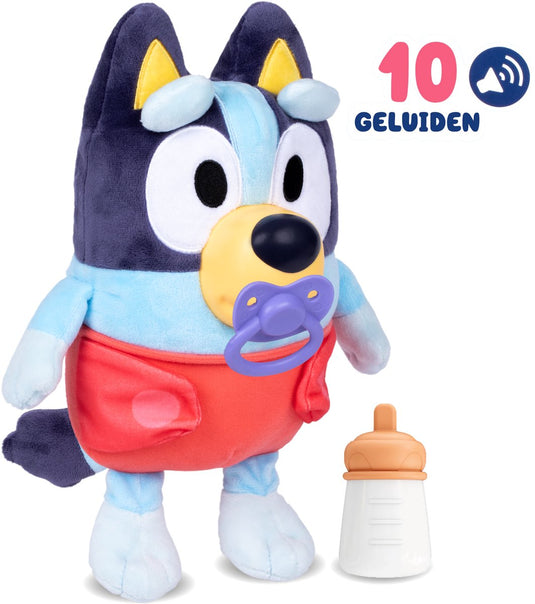 Moose toys bluey - verzorg knuffel je pluchen baby bluey - knuffel met geluid