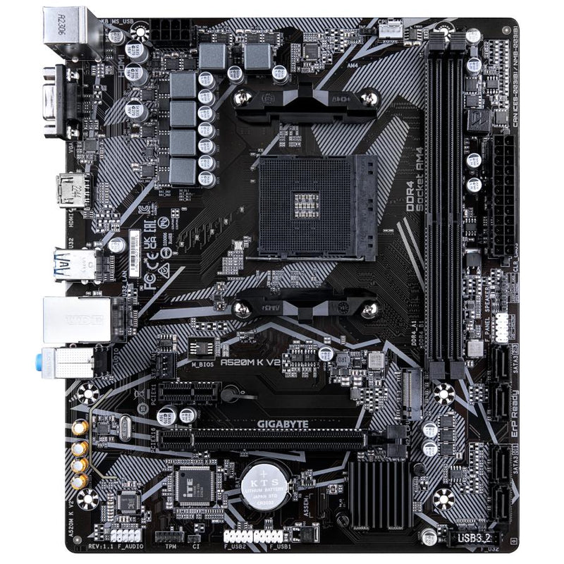 Load image into Gallery viewer, Gigabyte a520m k v2, matx, amd am4, a520, ddr4, 5100 mhz, usb 3.2 gen 1, m.2, gbe lan
