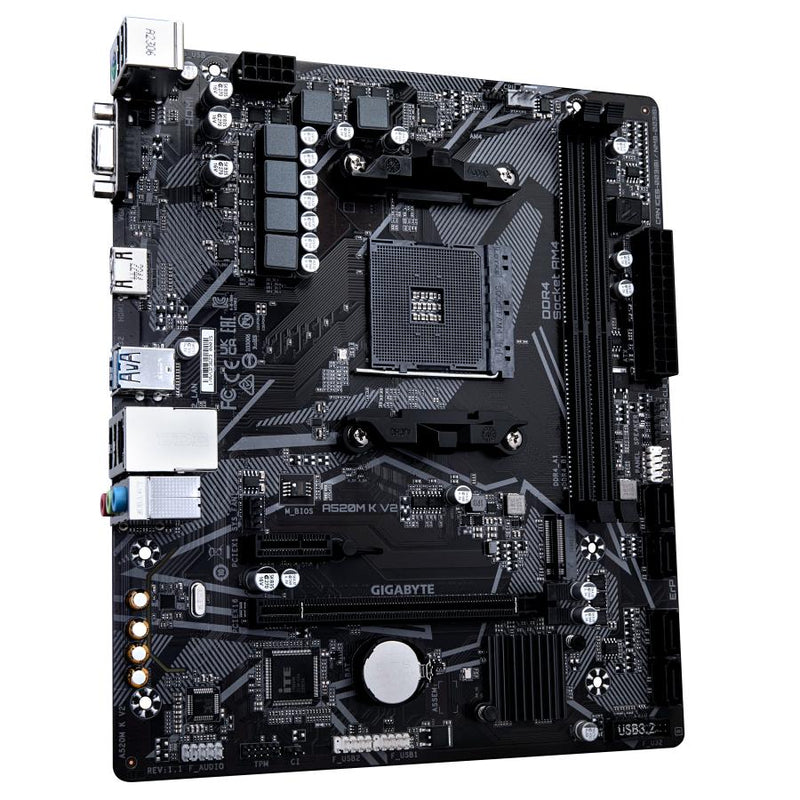 Load image into Gallery viewer, Gigabyte a520m k v2, matx, amd am4, a520, ddr4, 5100 mhz, usb 3.2 gen 1, m.2, gbe lan

