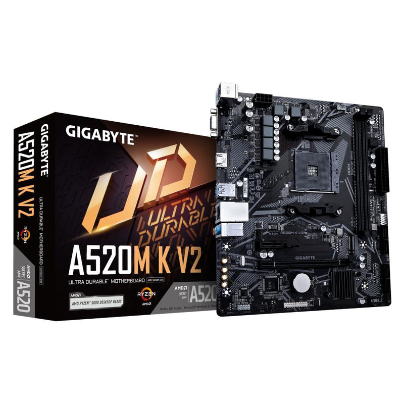 Load image into Gallery viewer, Gigabyte a520m k v2, matx, amd am4, a520, ddr4, 5100 mhz, usb 3.2 gen 1, m.2, gbe lan
