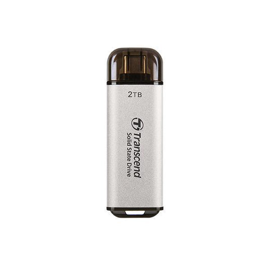 Transcend ts2tesd300s esd300s external ssd, 2 tb, usb type-c, 10gbps, 1050 950 mb s, silver