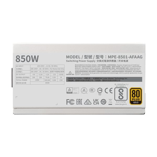 Load image into Gallery viewer, Cooler master mpe-8501-afaag-3g mwe gold v2 eu, 850w, atx3.0, 12vhpwr, =90%, 120mm, white

