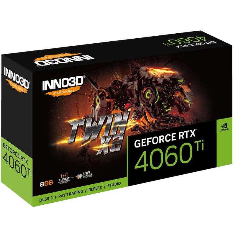 Load image into Gallery viewer, Inno3d n406t2-08d6-171153n geforce rtx 4060 ti twin x2, 8gb gddr6, 128-bit, 2535, 18gbps, 3xdp+hdmi
