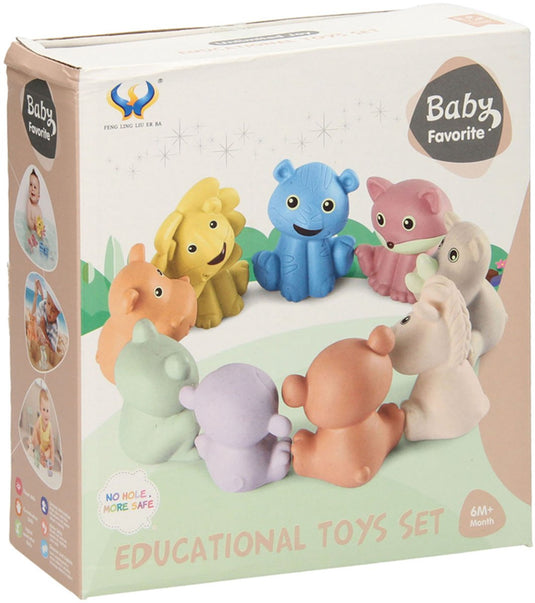 Lobbes badspeelgoed baddieren familie pastel 9-delig veilig babybad.