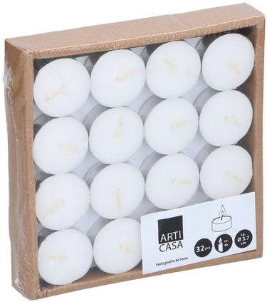 Arti casa theelichtjes 32 stuks - witte theelichtjes met 4 uur brandtijd - theelichten ø3.7 cm - kaarsen set voor decoratie en dagelijks gebruik