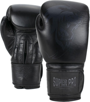 Super pro combat gear legend lederen (kick)bokshandschoenen zwart 14oz