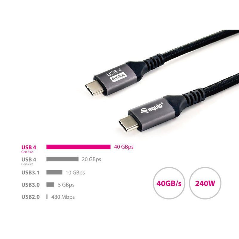 Load image into Gallery viewer, Equip 128383 usb 4 gen 3 c to c cable, m m, pd3.1 240w, 8k 60hz, 40gbps, usb c, usb4 gen 3x2, 2 m
