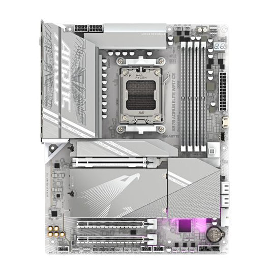 Gigabyte x870 aorus elite wifi7 ice socket am5 moederbord (zilver, raid, 2,5gb-lan, wi-fi 7, bt, sound, atx)