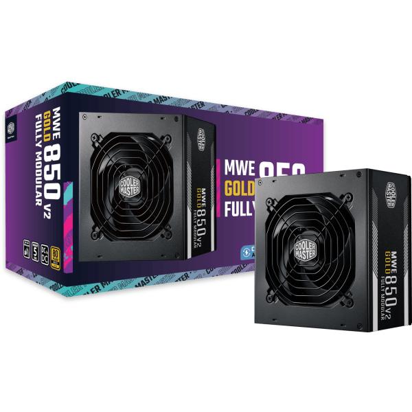 Load image into Gallery viewer, Cooler master mpe-8501-afaag-3eeu mwe gold 850 v2 atx3.1 black, 850w, 90% @typ, 120mm, 4x pcie 6+2
