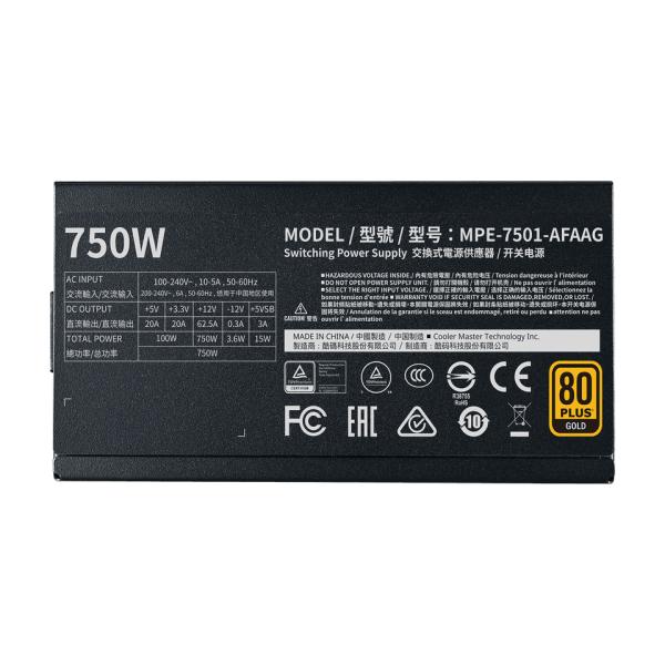 Load image into Gallery viewer, Cooler master mpe-7501-afaag-3eeu mwe gold 750 v2 atx3.1, 750w, 90% @typical, fully modular, 120mm
