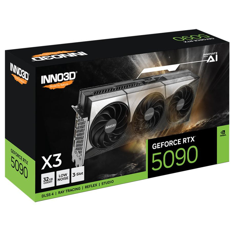 Load image into Gallery viewer, Inno3d n50903-32d7x-17593928 nvidia geforce rtx™ 5090 x3, 32 gb, gddr7, 512-bit, 1792 gb s, pcie 5
