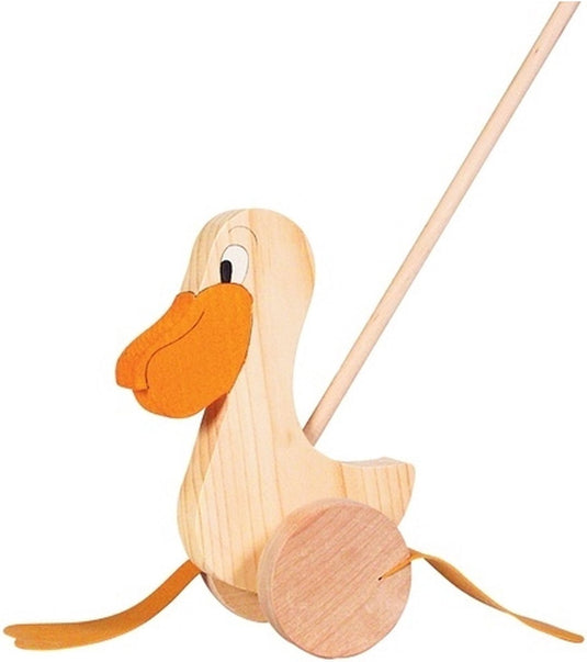 Goki stokroller: pelikaan h21cm, stok l60cm, 1+