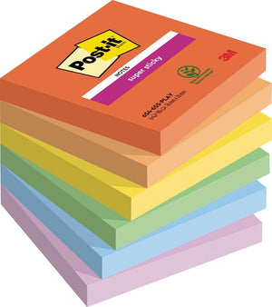 Super sticky notes post-it 76 x 76 mm 90 vellen playful kleurenassortiment